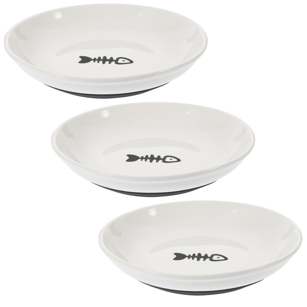 3pcs Cat Food Bowls Ceramic Cat Bowls Nonslip Silicone Bottom Feeder