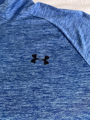 Under Armour Mens LARGE Tech 1/4 Zip Long Sleeve Running Shirt Loose Blue EUC - Picture 4 of 13