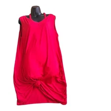 LOLLO VITA Women Casual Short TShirt Dresses Cold Should Knot Hem Twist XXL Red