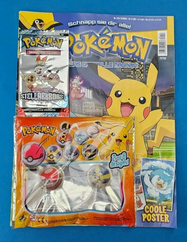 Pokemon 12/2024 Issue 210 Stella Crown 3 Playing Cards + 2 Collectible Flummis...  NEW