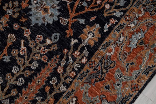Navy Rust Cypress Tree Fine Quality Weave Soft Wool Hand Knotted Customize Rug - Picture 11 of 18