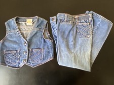 Kids Vintage 1970's Denim Vest With Jeans