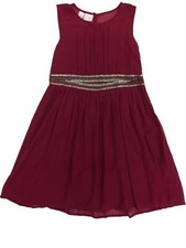 Girls Burgundy Tulle Sequin Embellished Waist Formal Party Flower Girl Dress