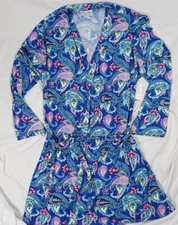 NWT Women's Blue Paisley BOBBIE BROOKS Short Stretch Comfort Robe Pick Size!
