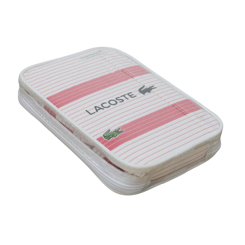 Par de fundas de almohada estándar Lacoste 100 % algodón percal archivo barroco rosa Foto 3 de 4