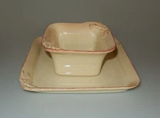 Casafina MEDEIRA HARVEST Vanilla Cream Set of 2 Appetizer Plate and Bowl