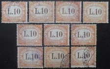 SAINT MARIN taxe N°27 X 10 oblitéré cote 225€