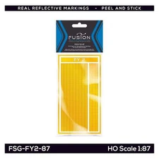 HO Scale Railroad Freight Car Yellow Reflective Markings Set W/ Double Width Str