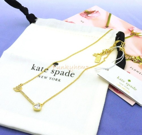 NWT Authentic Kate Spade Gold Clear Romantic Rocks Cupid Pendant Necklace - Picture 5 of 5