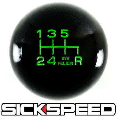 BLACK/GREEN BYE FELICIA SHIFT KNOB FOR 6 SPEED SHORT THROW SHIFTER 10X1.5 K12