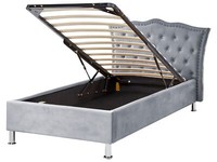 Bett Mit Bettkasten Lattenrost 90X200 Cm Samtstoff Grau Chesterfield-Stil Metz