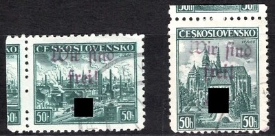 Sudetenland 1938 Reichenberg Mi. Nr 137-138 mit falscher Entwertung und Befund - Bild 1 von 2