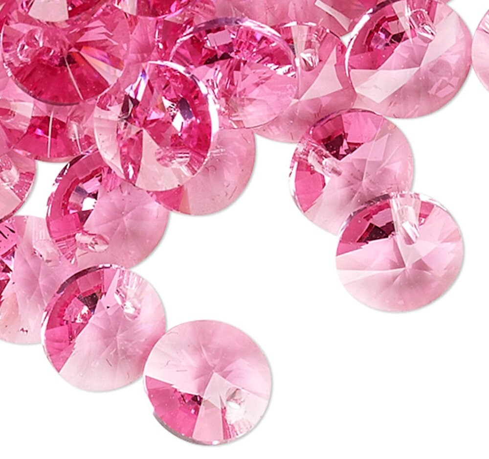 Drop, 12 Swarovski 6mm Xilion Rivoli Rose Crystal Mini Disc Drop