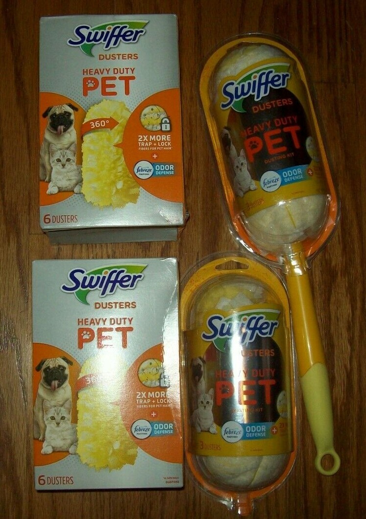 Swiffer Dusters Heavy Duty Pet Odor Defense Dusting Kit Handle + 18 Dusters