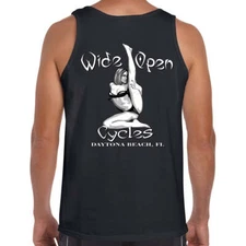 Wide Open Cycles Shirt Skull Motorcycle no Harley Stripper Funny Tank Top