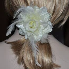 Rubber Hair Brooch Fabric Flower Pink Cream Ivory White Hair
