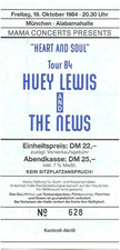Huey Lewis  Heart & Soul Tour 1984 München  Ticket /Konzertkarte /Eintrittskarte