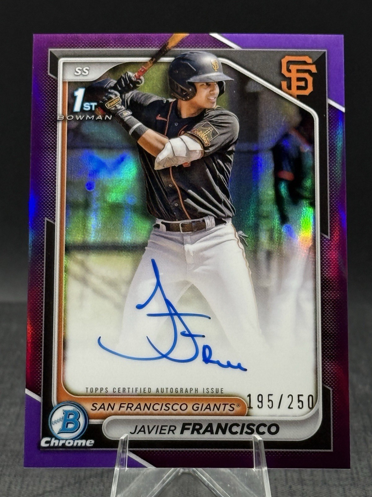 2024 Bowman Chrome Autograph Purple #CPA-JFA Javier Francisco 1st Auto /250