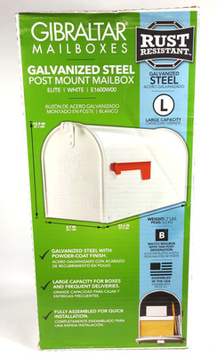 Gibraltar Mailboxes Elite Large Capacity Galvanized Steel White, Post-Mount