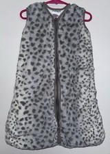 Pottery Barn Kids Halo Swaddle SleepSack Grey Leopard Soft Zip 0-6 Months Small