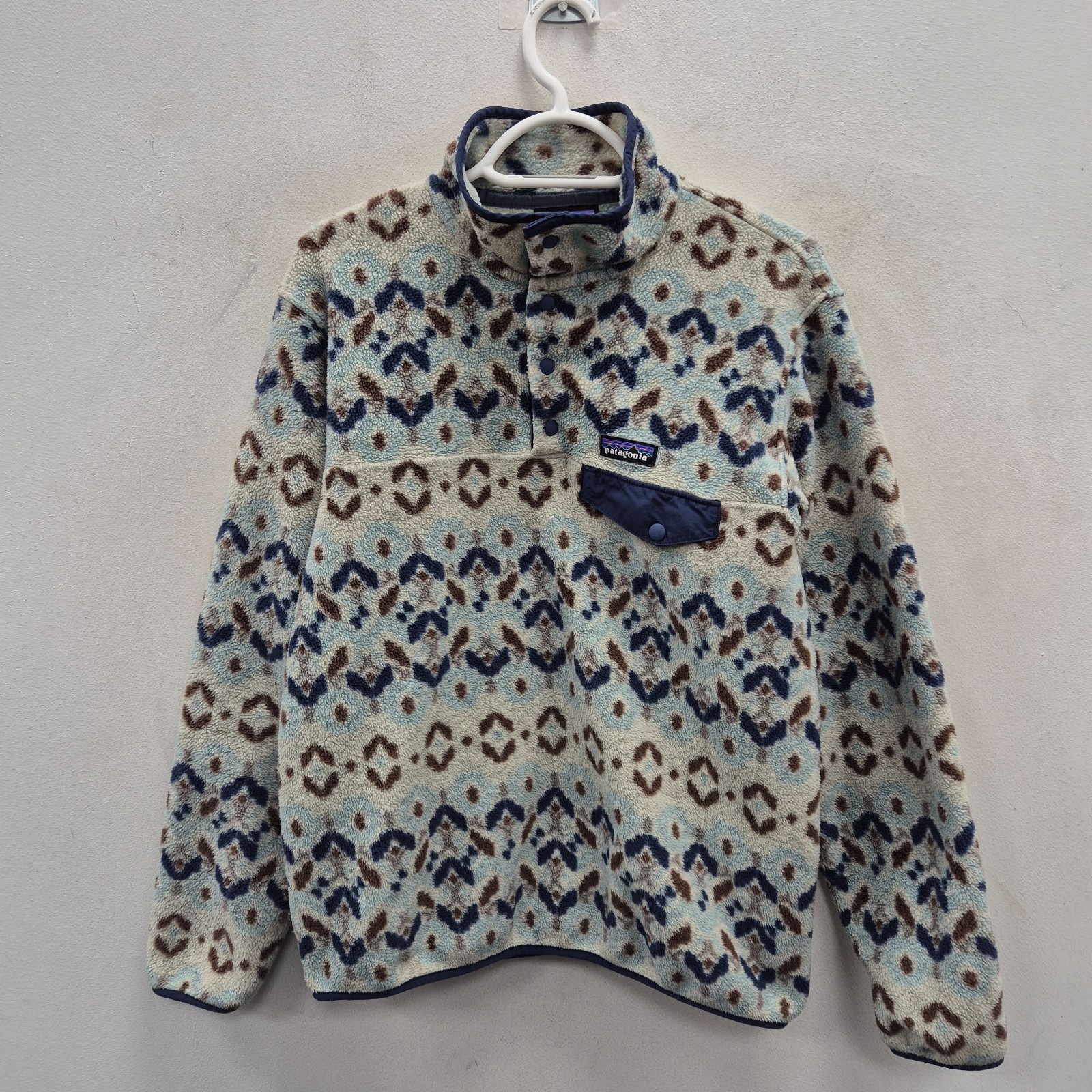 Patagonia Synchilla Snap T Fleece Pullover Aztec Tundra Cluster Sky Blue Small #