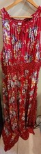 Bila Womens Boho Red Floral Paisley Maxi Dress Keyhole Smocked Asymmetrical