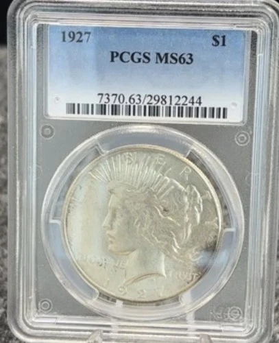 1927 PEACE SILVER DOLLAR PCGS MS63 GREAT STRIKE