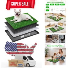 Portable Dog Grass Pad with Tray 20''x25'': Dog Litter Box with Artificial Gr...