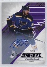 2024-25 Upper Deck Credentials Purple Auto 10/10 Brandon Saad #76 Auto 1ef4
