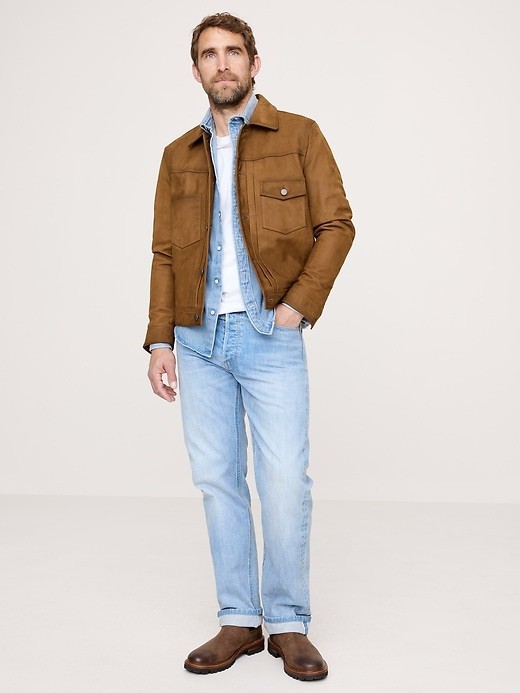 New Banana Republic Mens - Brown Nubuck Leather Jacket Size XS $650 NWT image 2
