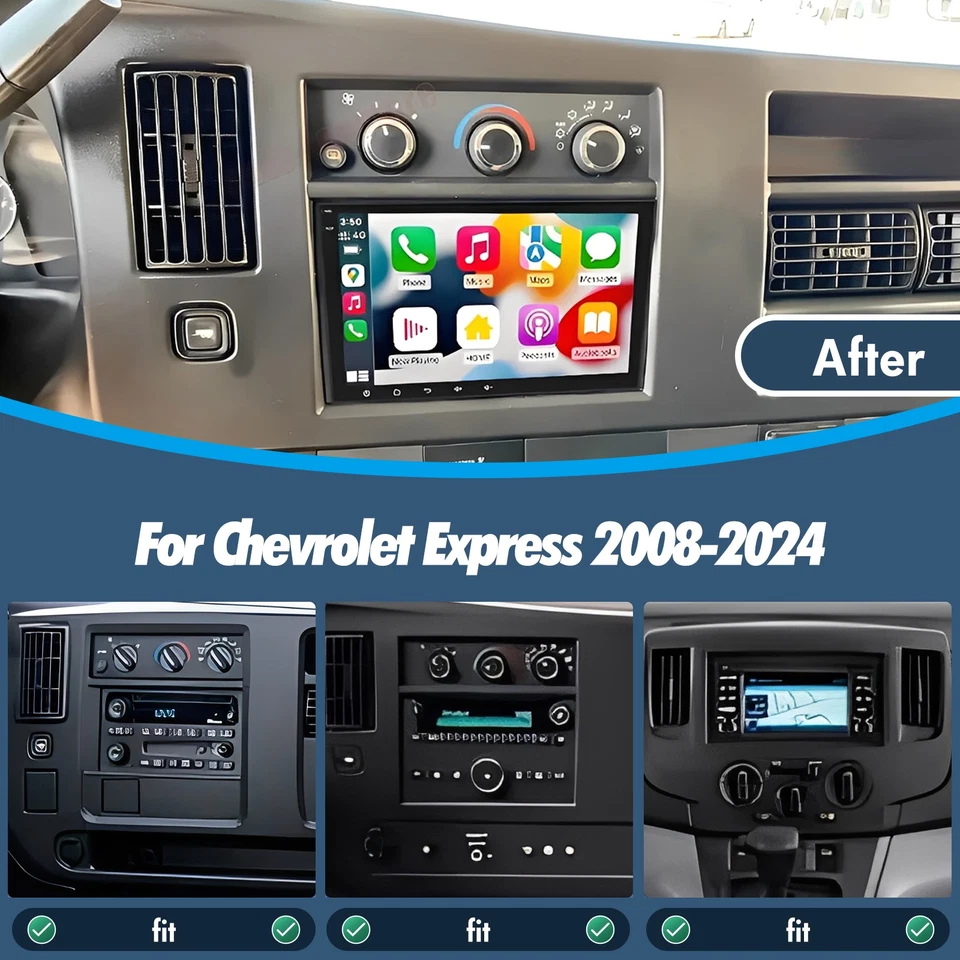 For 2008-2024 Chevrolet Express 8" Android 13 Carplay Car Stereo Radio GPS Navi - Image 3 of 4