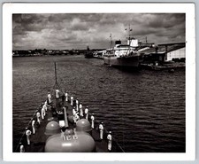Vtg Color Snapshot Group Of Sailors On Ship 1960s