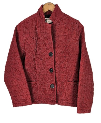 Habitat Damenjacke Burgunderrot Stepp Button Down Größe S Lagenlook Mantel - Bild 1 von 8