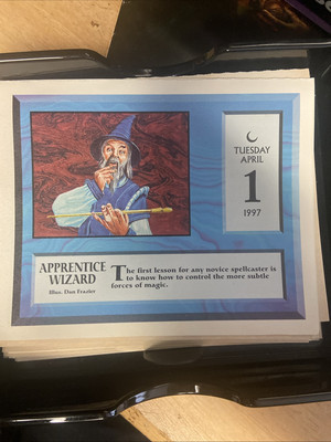 MTG 1997 Magic desk calendar page Apprentice Wizard April 1 Fools Day Birthday