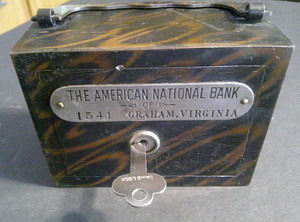 W.F. BURNS CO. COIN BANK AMERICAN NATIONAL BANK GRAHAM, VIRGINIA.  #1541 / KEY