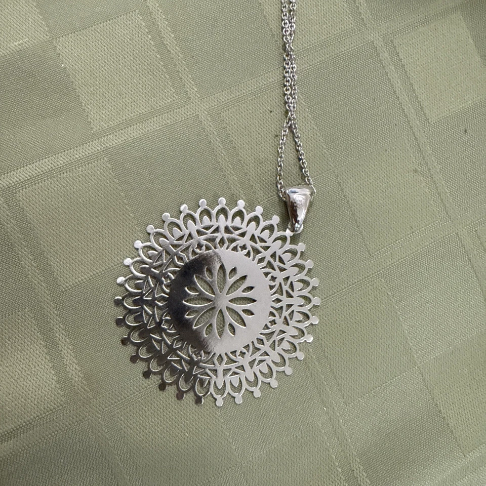 Ожерелье с подвеской из белой бронзы 18 дюймов с кристаллами Bronzo Italia - Изображение 3 из 3