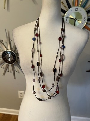 Chicos Multi-Strand Beaded Necklace 3 Strands Multicolor
