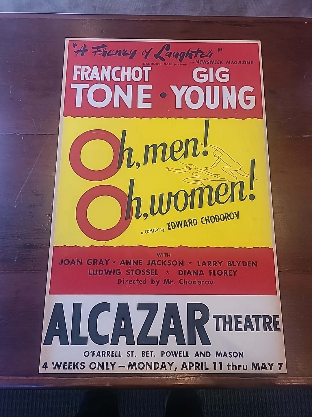 Franchot Tone Gig Young Oh, Men! Oh, Women! Alcazar Theatre San Francisco 1955