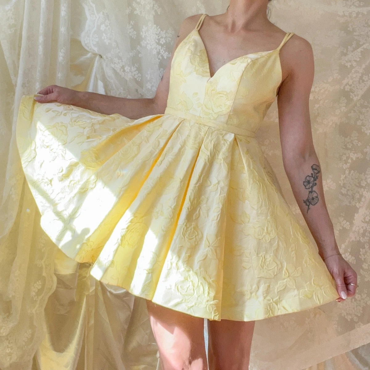 cute yellow dresses for homecoming Sherri Hill Women for sale Color:wine red 2 Congressional Navy Dress Collar LowStock:43519551242291 Spaghetti straps yellow mini dress