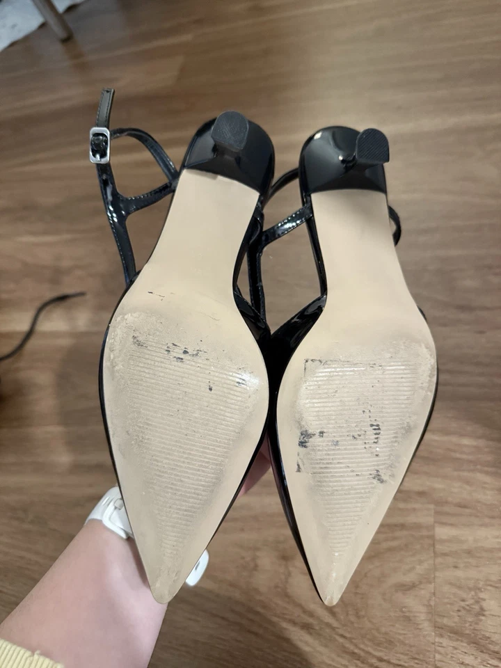 Steve Madden Black Slingback Kitten Heel Patent Leather Worn Once Size 6 - Image 2 of 2