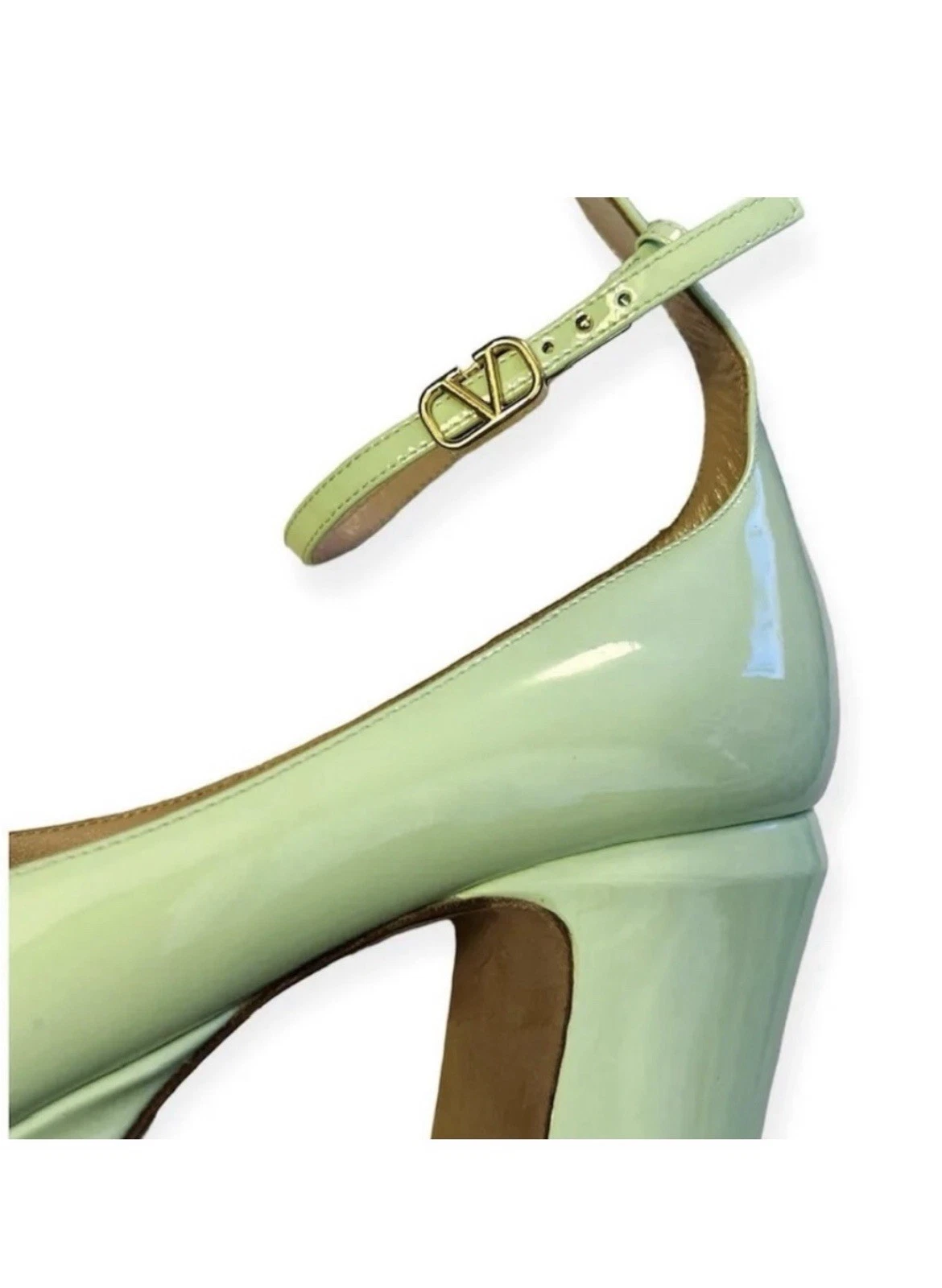 VALENTINO GARAVANI Tan go Platform Pump EU 40 US 10 tacco alto verde pastello menta