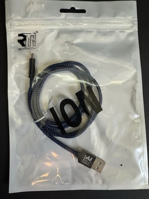 Lot of 5 Revomech Braided Micro USB Charging Cables 1M Blue USB-A New