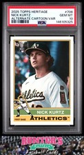 2025 Topps Heritage High Number #706 Nick Kurtz RC Cartoon Variation PSA 10