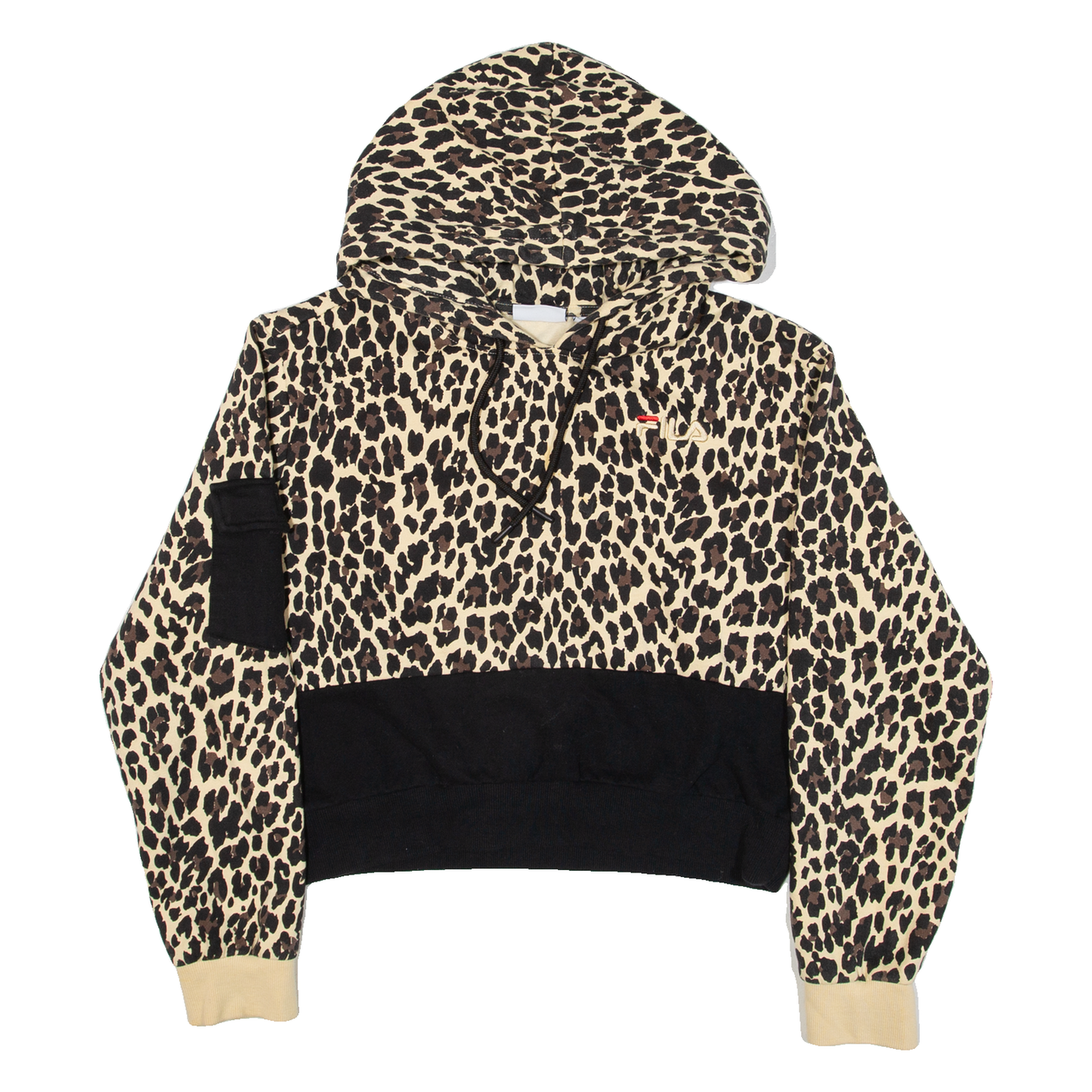 FILA Felpa con Cappuccio Donna Cropped Stampa Animalier Marrone L