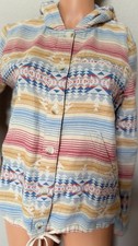 Pendleton Women Small Hooded Jacket Aztec Stripe Boho S Lightweight Button Up