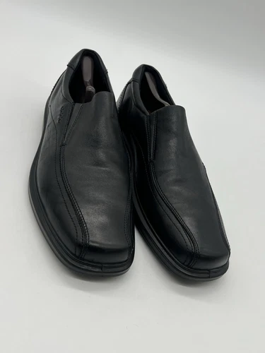 Mocassini Ecco Helsinki da uomo taglia 46 US 12 in pelle nera scarpe slip on