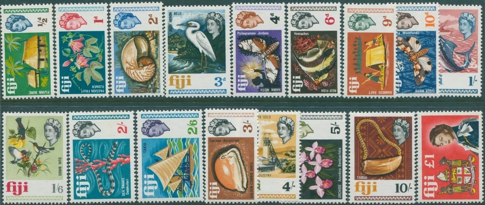 Fiji 1968 SG371-387 Definitives QEII set MLH - Imagen 1 de 1
