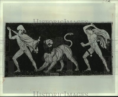 1982 Press Photo The Pella Mosaic, an example of Macedonian mosaic art
