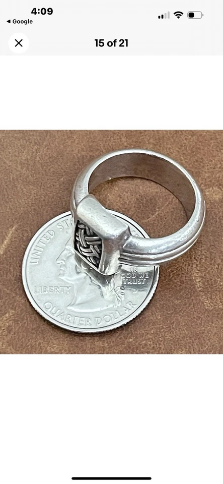 Anillo Brighton de plata de ley 925 tejido con canasta talla 7 Foto 3 de 4
