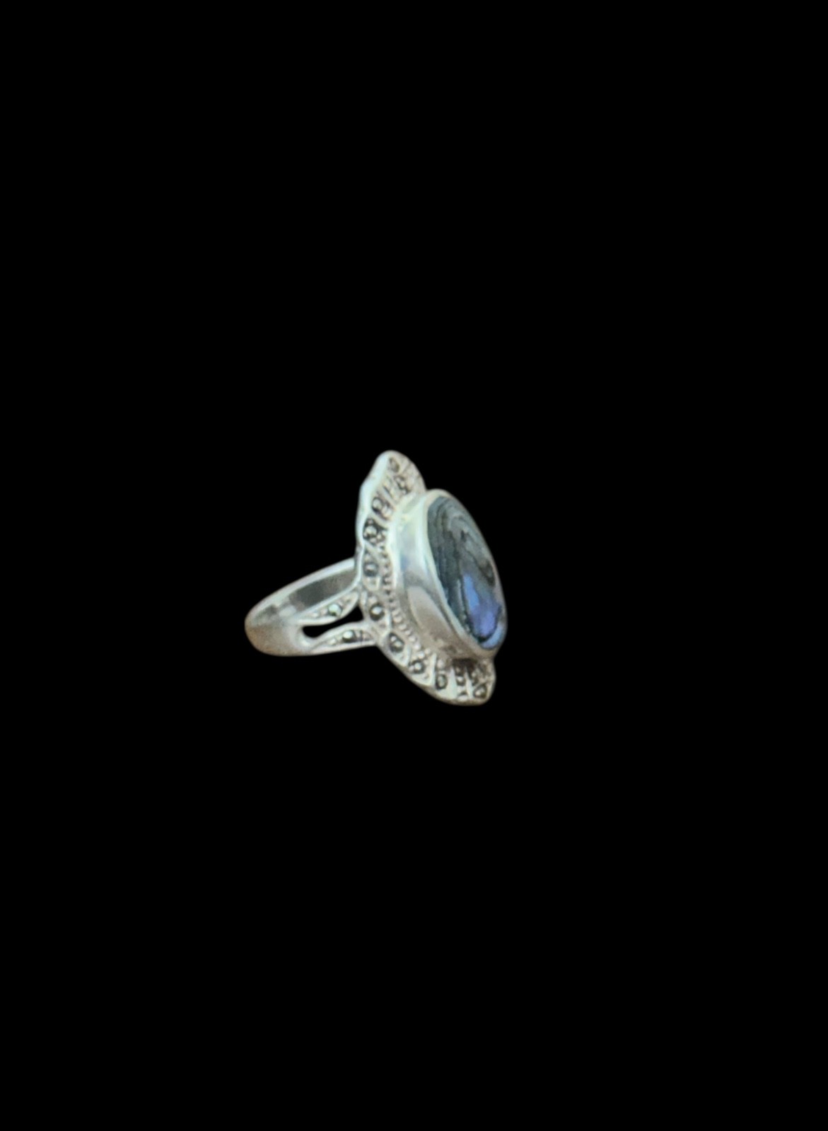 Sterling Silver Ring - oval abalone shell stone- … - image 2